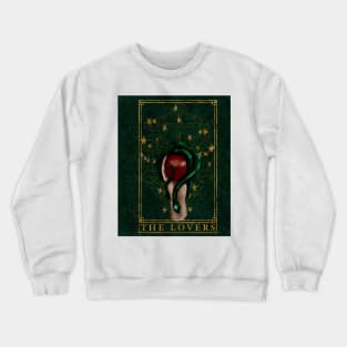 The Lovers Tarot Card Dark Green Snake Gemini Constellations Gold Foil Crewneck Sweatshirt